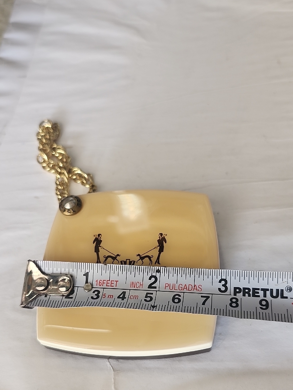Henri Bendel Compact Mirror with Gold Chain - Cream - Picture 5 of 6